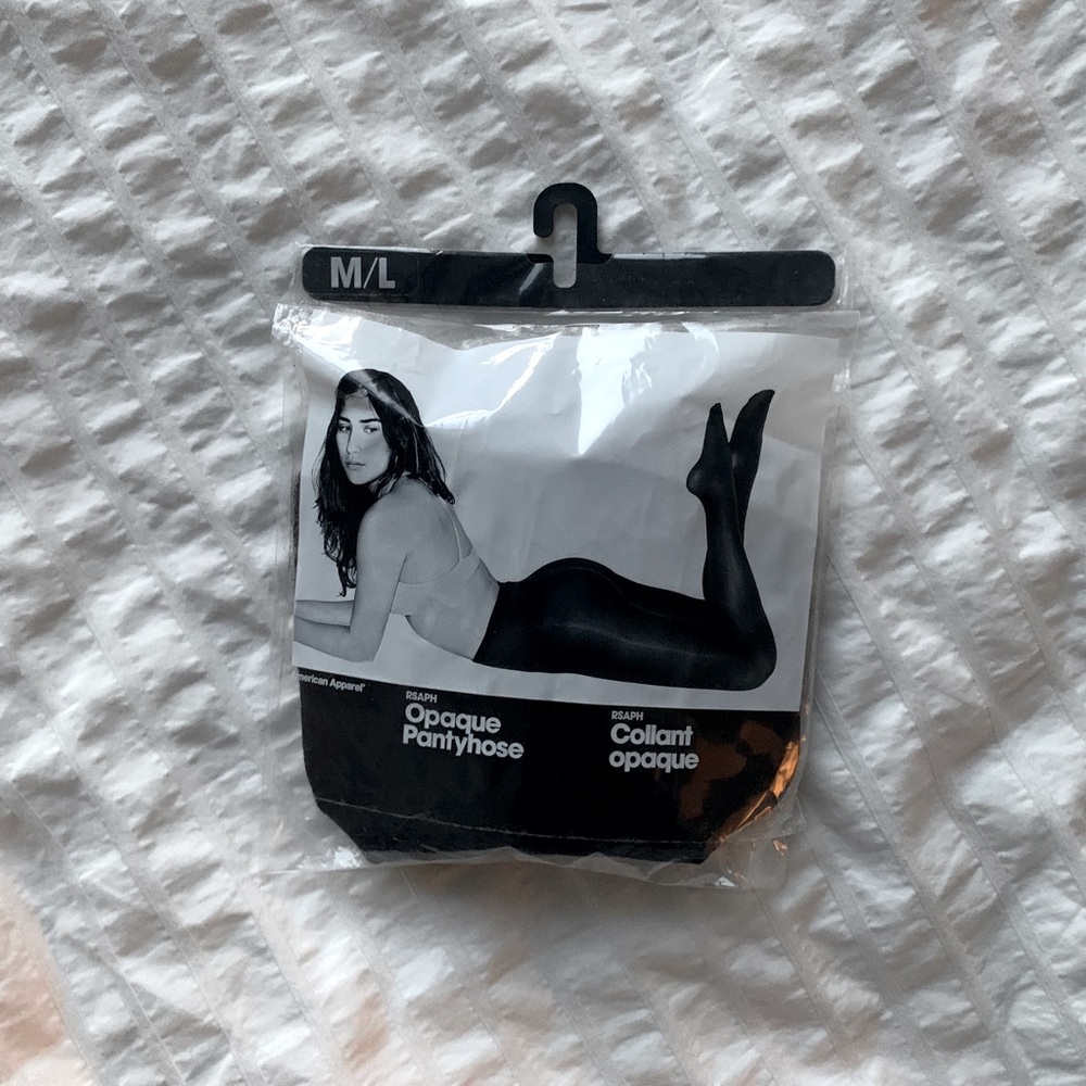 2 pairs of New AmerAppar Blck Opaque Tights, M/L